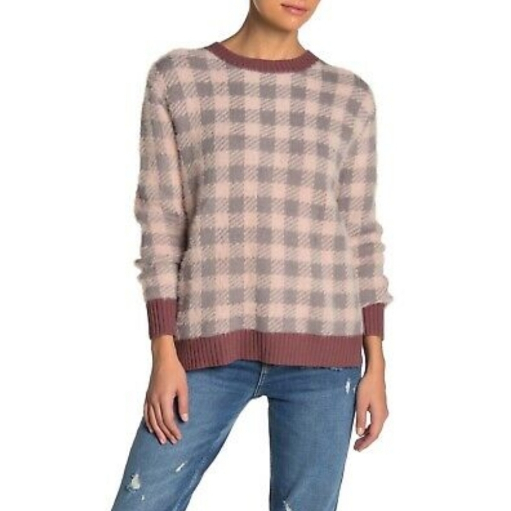 NEW SUSINA Buffalo Checkered Plaid Fuzzy Sweater
